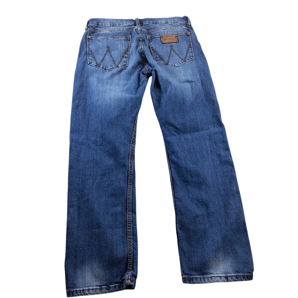 Wrangler Mens Jeans 32x30 Blue Retro Slim Straight Stretch Denim 10WLT88CW